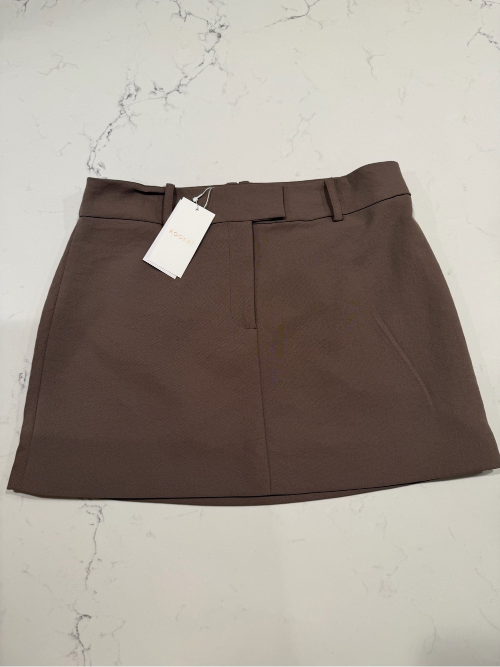 Kookai Brown Belted Mini Skirt